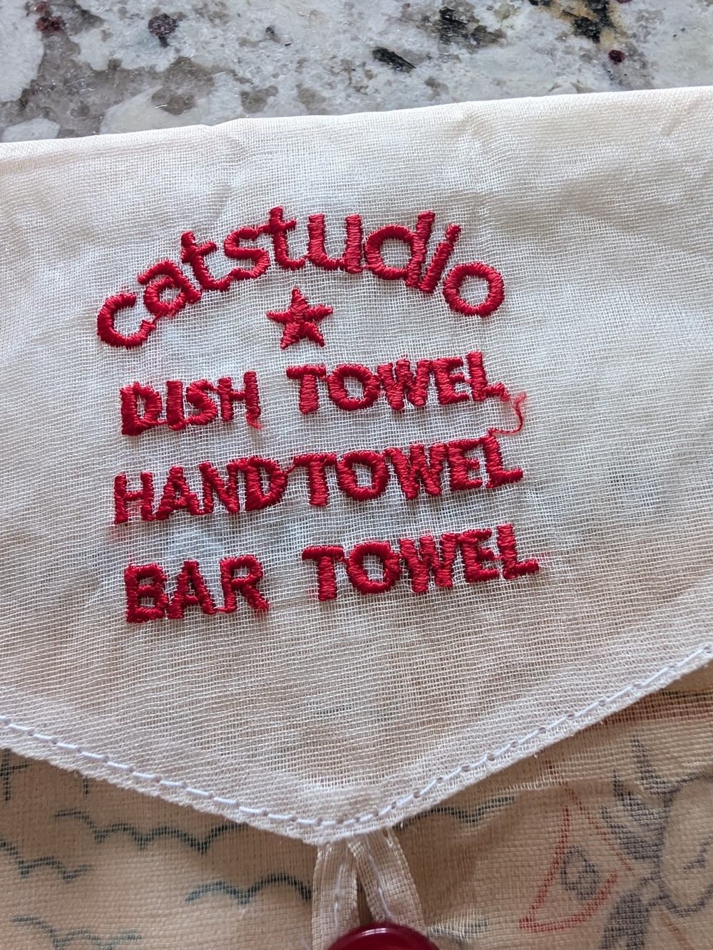catstudio Red Embroidered Maryland Towel